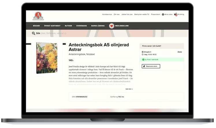 Akademibokhandeln utvecklar sitt omnikanal erbjudande med möjlighet att reservera övrigt sortiment på webben