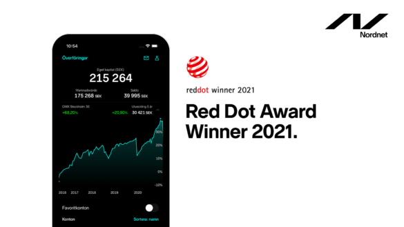 Nordnets app vinner internationella designpriset Red Dot Award