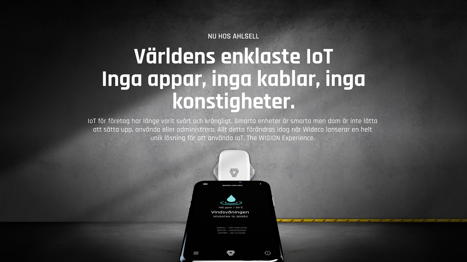 Wideco lanserar ”Världens enklaste IoT” utan appar och kablar med Ahlsell som första återförsäljaren i Norden.