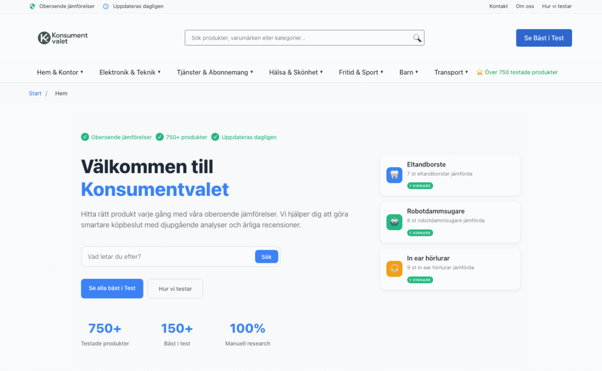 Konsumentvalet.se lanserar ny design för en enklare användarupplevelse