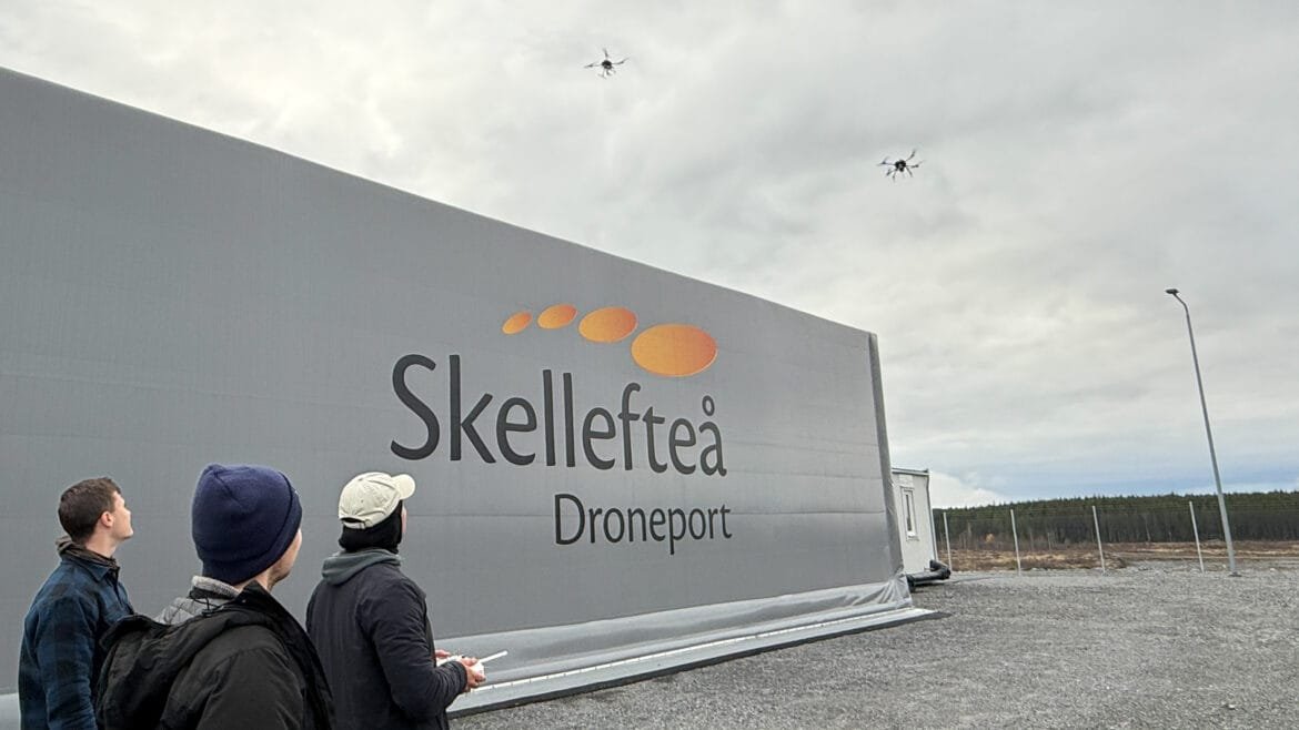 Nordluft testade drönarsystem på Skellefteå Droneport